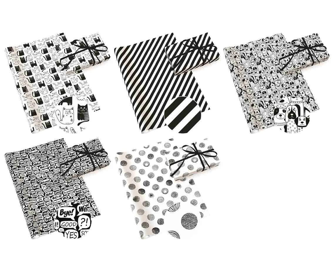 Paw wrapping paper Neutral 35, assorted, 70x200 cm